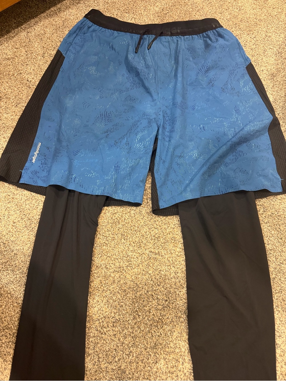 Blue Boys' Athletic Shorts with Black Compression Layer
